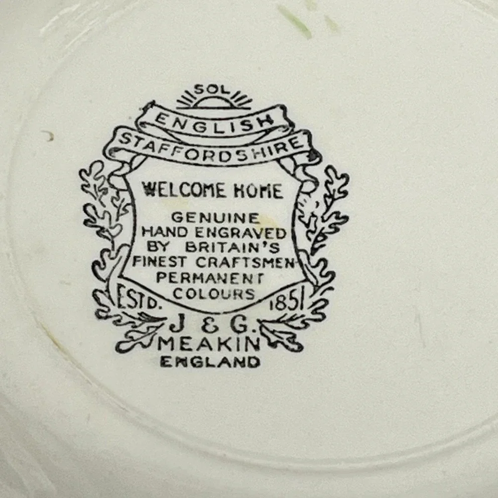 Vintage 1955 J &G Meakin Welcome Home Dessert Bread Plate Set Of 4 Discontinued